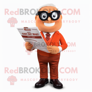 Rust Attorney mascot costume character dressed with a Chinos and Reading glasses