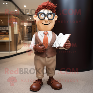 Rust Attorney mascot costume character dressed with a Chinos and Reading glasses