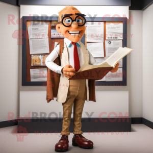 Rust Attorney mascot costume character dressed with a Chinos and Reading glasses