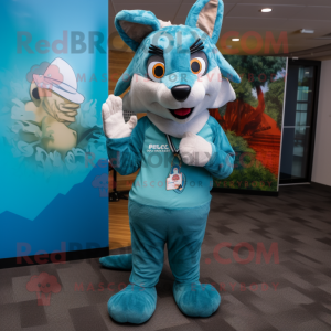 Cyan Dingo mascotte kostuum...