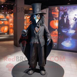 Black Witch'S Hat mascot costume character dressed with a Waistcoat and Bow ties