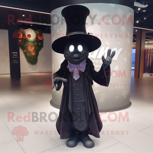 Black Witch'S Hat mascot costume character dressed with a Waistcoat and Bow ties