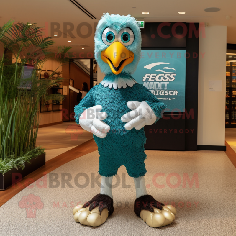 Teal Haast'S Eagle mascot costume character dressed with a Running Shorts and Watches