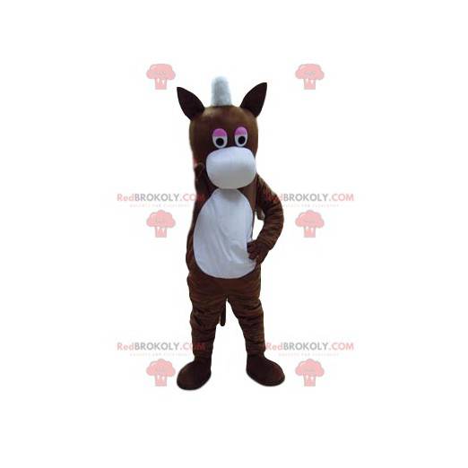 Braunes Esel-Maskottchen mit einer großen weißen Schnauze -