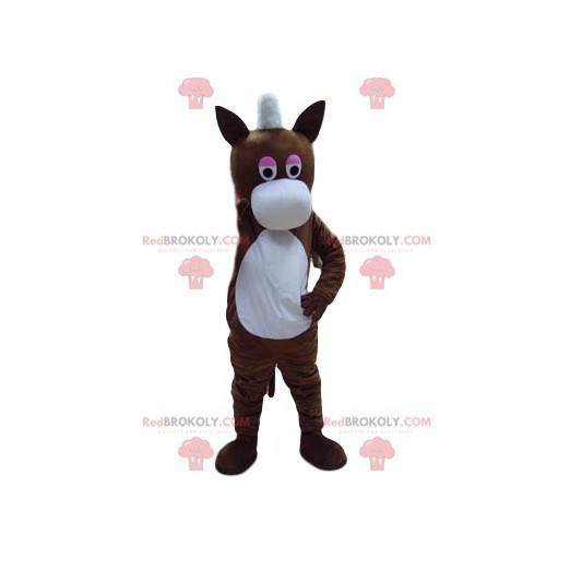 Mascota de burro marrón con un gran hocico blanco -