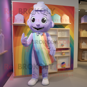 Lavender Rainbow mascot costume character dressed with a Bodysuit and Pocket squares