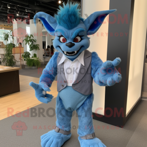 Blå Gargoyle maskot kostume...