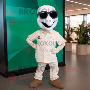 White Snake mascot costume character dressed with a Cargo Shorts and Sunglasses