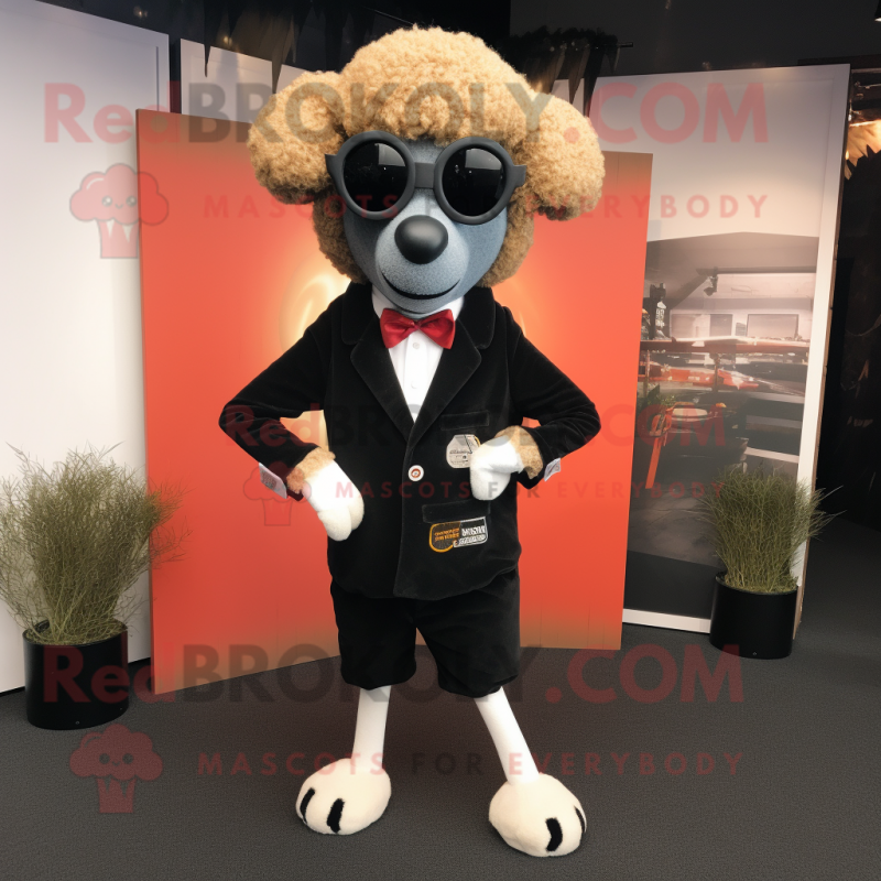 Rust Sheep mascot costume character dressed with a Tuxedo and Pocket squares