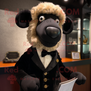 Rust Sheep mascot costume character dressed with a Tuxedo and Pocket squares