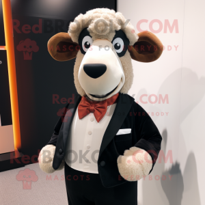 Rust Sheep mascot costume character dressed with a Tuxedo and Pocket squares