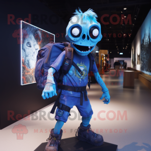 Blue Undead maskot kostume...