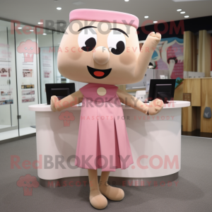 Tan Pink maskot kostume...