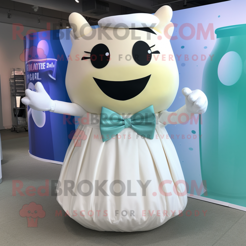 Cream Soda Can mascot costume character dressed with a Ball Gown and Bow ties Cream Soda Can mascot costume character dressed with a Ball Gown and Bow ties