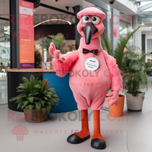 nan Flamingo mascot costume character dressed with a Trousers and Gloves