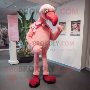 nan Flamingo mascot costume character dressed with a Trousers and Gloves