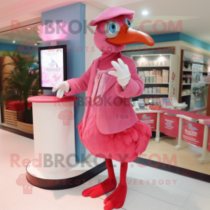 nan Flamingo mascot costume character dressed with a Trousers and Gloves