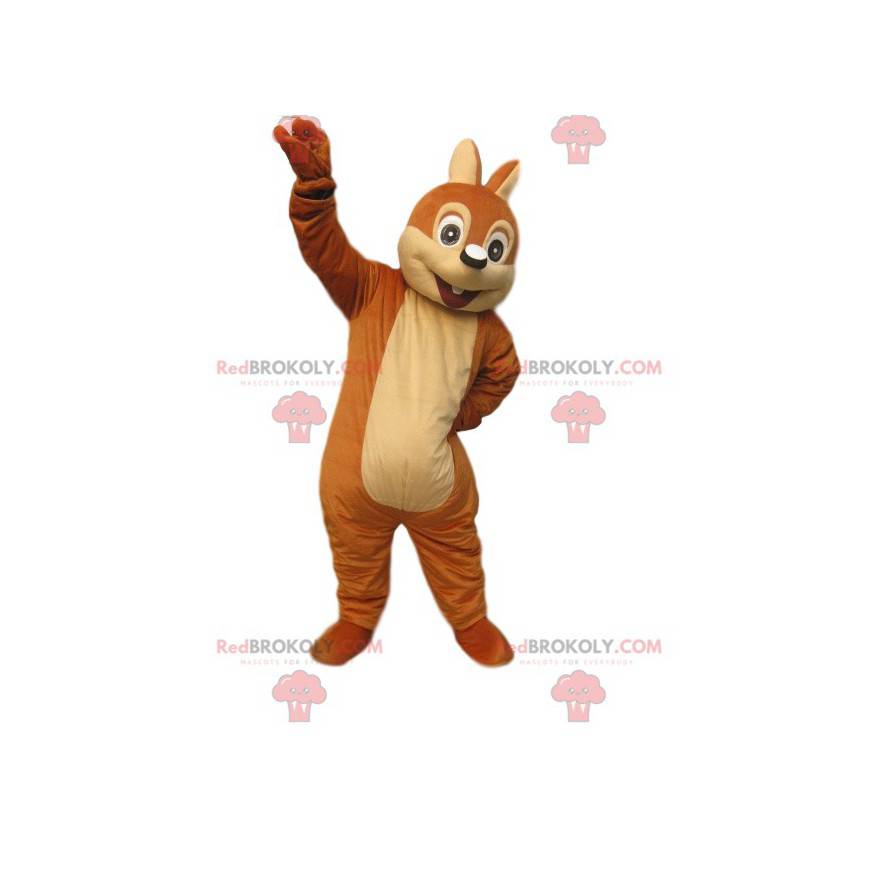 Mascote esquilo marrom muito entusiasmado - Redbrokoly.com