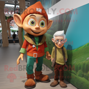 Rust Elf mascot costume character dressed with a Windbreaker and Watches