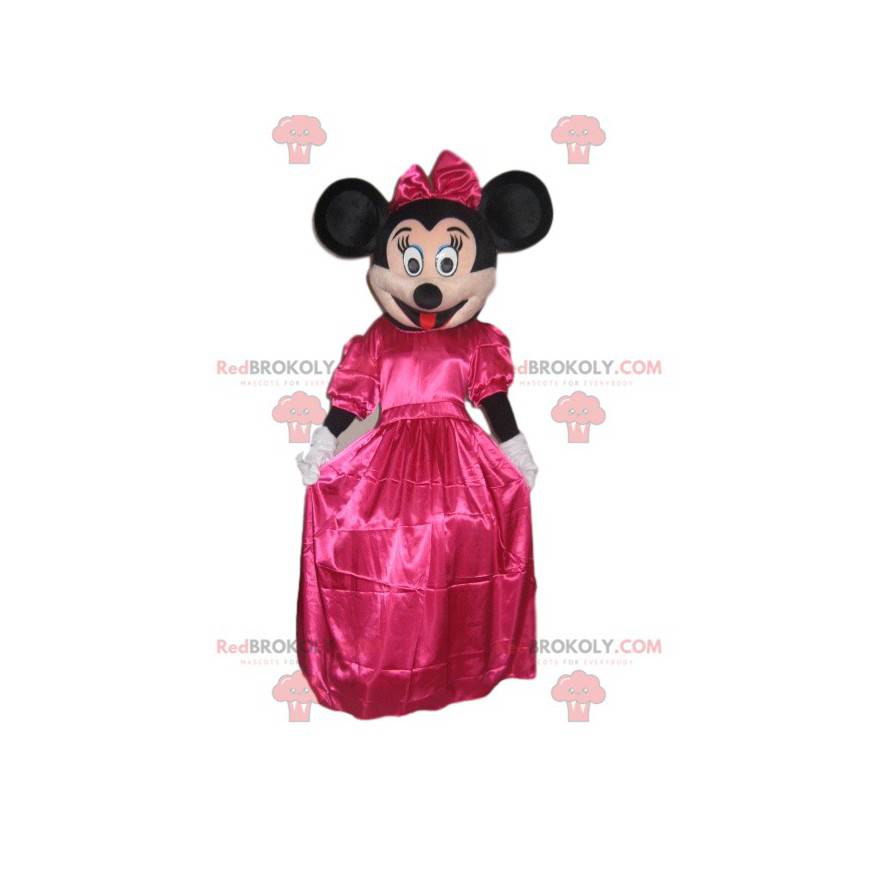 Mascotte de Minnie avec une robe fushia en satin -