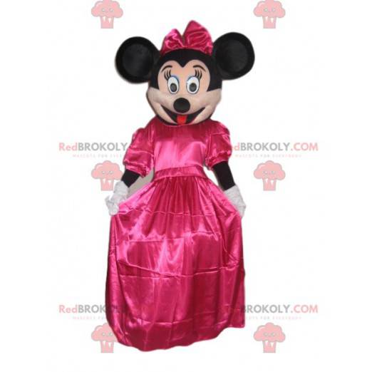 Mascotte de Minnie avec une robe fushia en satin -