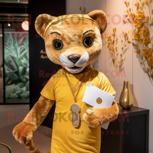 Guld Jaguarundi maskotdräkt...