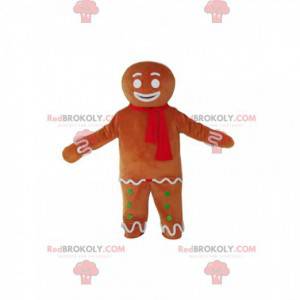 Gingerbread mand maskot med et rødt tørklæde - Redbrokoly.com