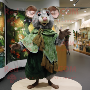 Olive Rat mascot costume character dressed with a Mini Dress and Shawls