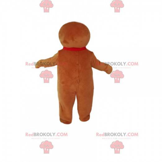 Lebkuchenmann-Maskottchen mit einem roten Schal - Redbrokoly.com
