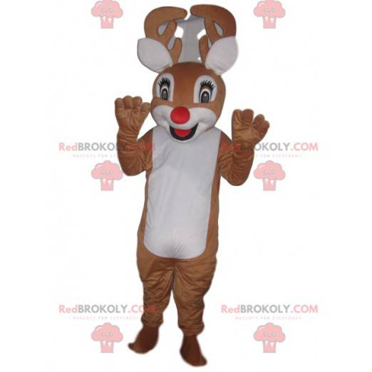 Funny reindeer mascot with a beautiful red nose - Redbrokoly.com