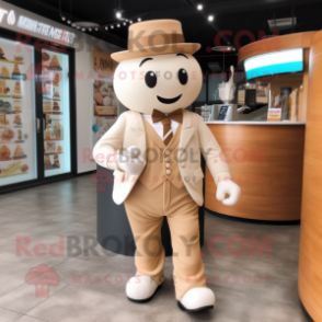 Tan Ice Cream mascot costume character dressed with a Chinos and Cufflinks