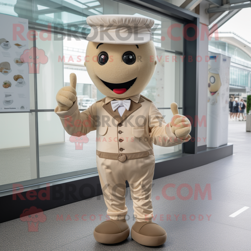 Tan Ice Cream mascot costume character dressed with a Chinos and Cufflinks Tan Ice Cream mascot costume character dressed with a Chinos and Cufflinks