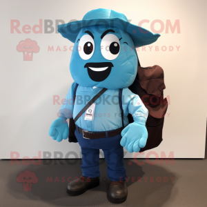 Cyan Fajitas mascot costume character dressed with a Poplin Shirt and Backpacks