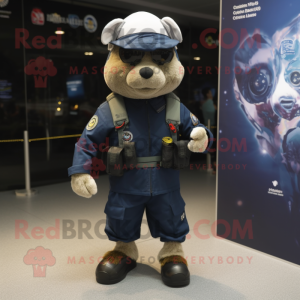 Navy Special Air Service mascot costume character dressed with a Shorts and Foot pads