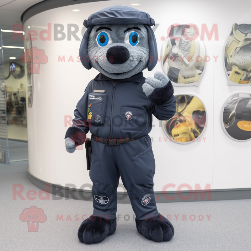 Navy Special Air Service mascot costume character dressed with a Shorts and Foot pads