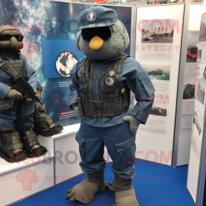 Navy Special Air Service mascot costume character dressed with a Shorts and Foot pads