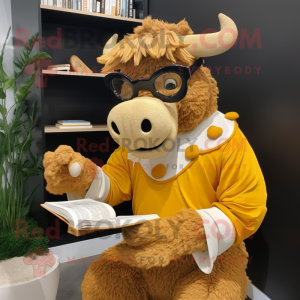 Guld Buffalo maskot kostume...