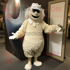 Cream Golf Ball mascot costume character dressed with a Romper and Foot pads