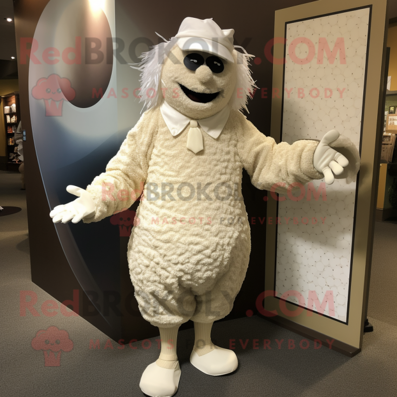 Cream Golf Ball mascot costume character dressed with a Romper and Foot pads Cream Golf Ball mascot costume character dressed with a Romper and Foot pads