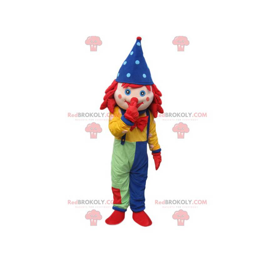 Mascotte pagliaccio con tuta e cappello a punta blu - Mascotte pagliaccio con tuta e cappello a punta blu -