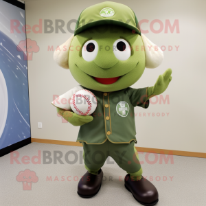Olive Baseball Ball mascot costume character dressed with a Shorts and Clutch bags