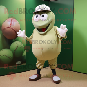 Olive Baseball Ball mascot costume character dressed with a Shorts and Clutch bags