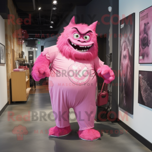 Pink Ogre maskot kostume...