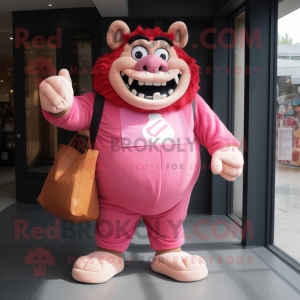 Pink Ogre maskot kostume...