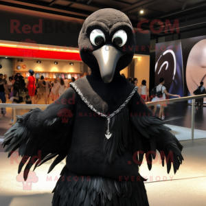 Black Swan mascot costume character dressed with a One-Piece Swimsuit and Shawl pins