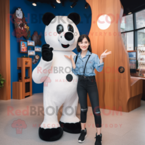 Black Ermine mascot costume character dressed with a Mom Jeans and Brooches