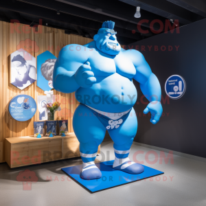 Blue Strongman mascotte...