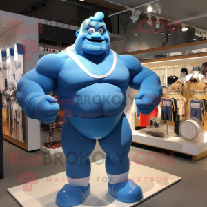 Blue Strongman mascotte...