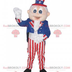 Mascot man with a costume and hat in the colors of America -