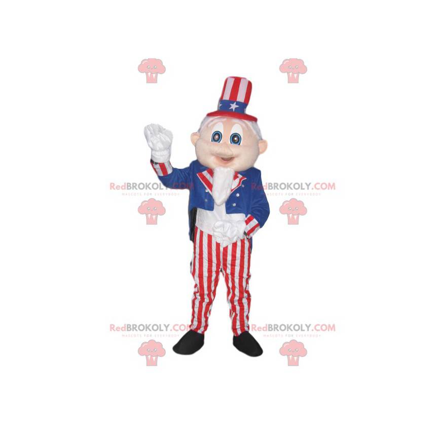 Mascot man with a costume and hat in the colors of America -